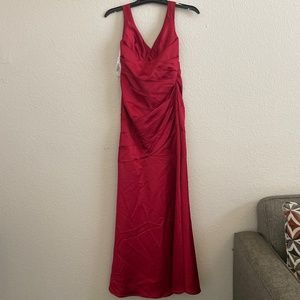 Red long bridesmaid dress